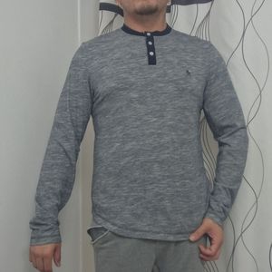 original penguin brand long sleeve henley shirt for men